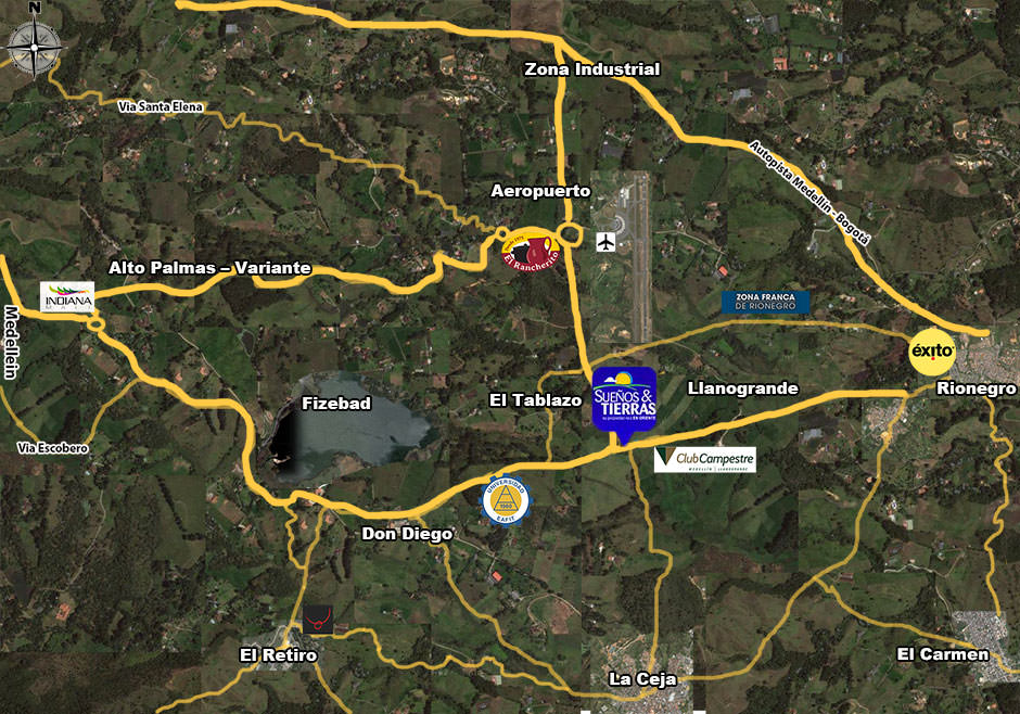 Mapa del Oriente Antioqueño